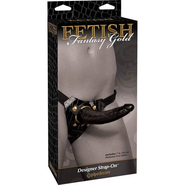 Felcsatolható dildó Gold designer strap-on