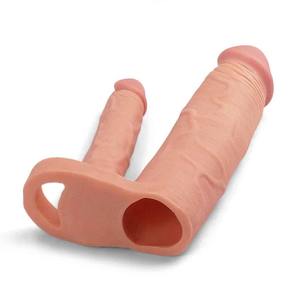 Péniszköpeny análdildóval dupla behatoláshoz +5cm Double Penis Sleeve 