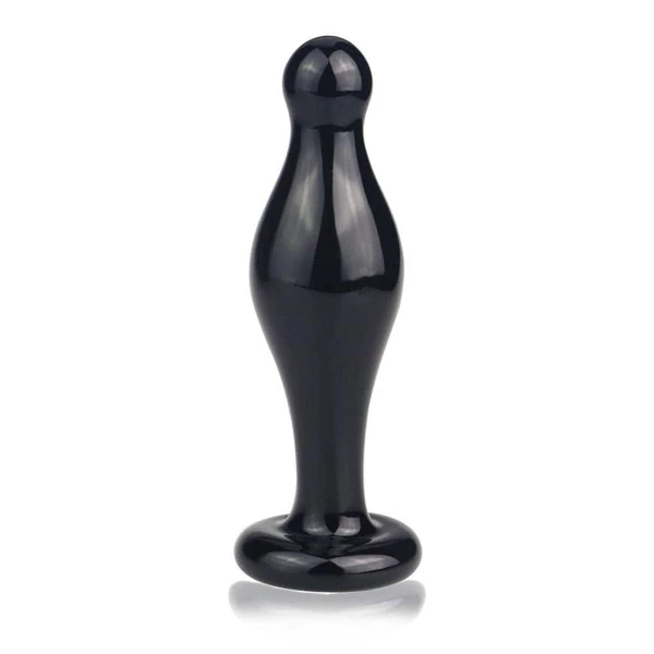 Fekete üvegdildó Glass Romance Anal Plug Black 11,3 cm