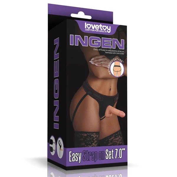 Felcsatolható világos herés dildó Easy Strapon Set 7.0''