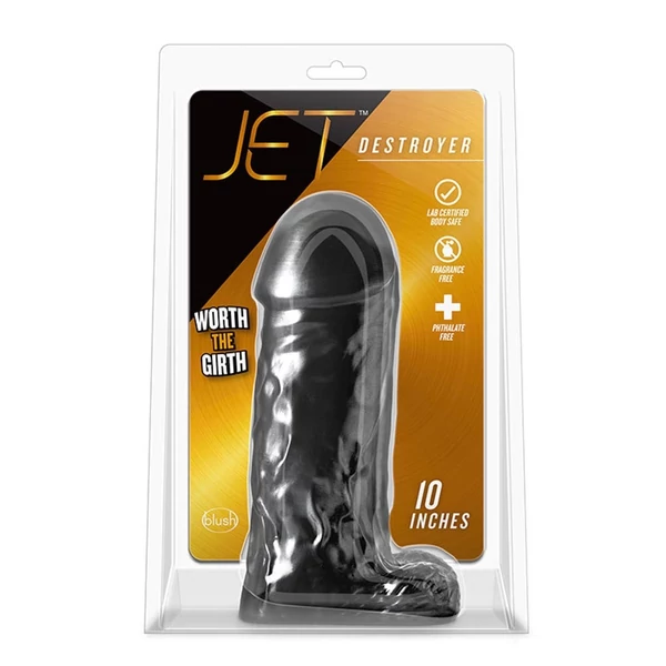 Vastag fekete dildó Jet Destroyer Carbon Metallic Black