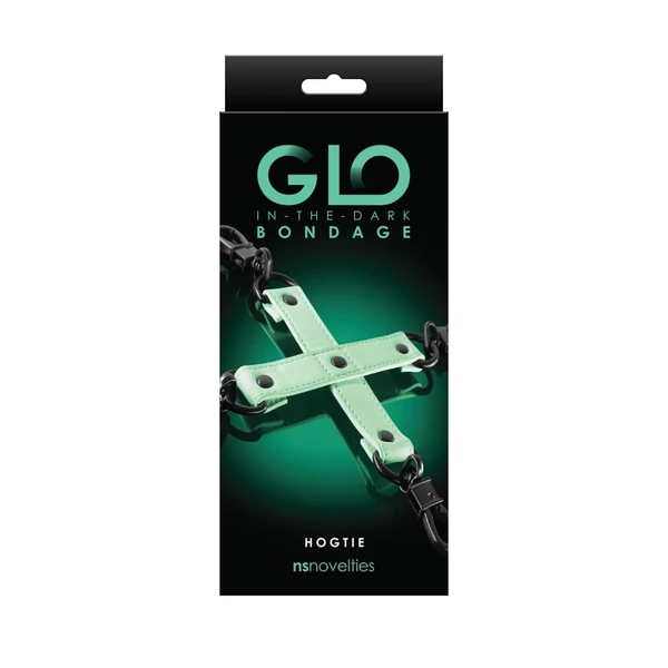 Foszforeszkáló keresztpántos kötöző GLO Bondage - Hog Tie - Green