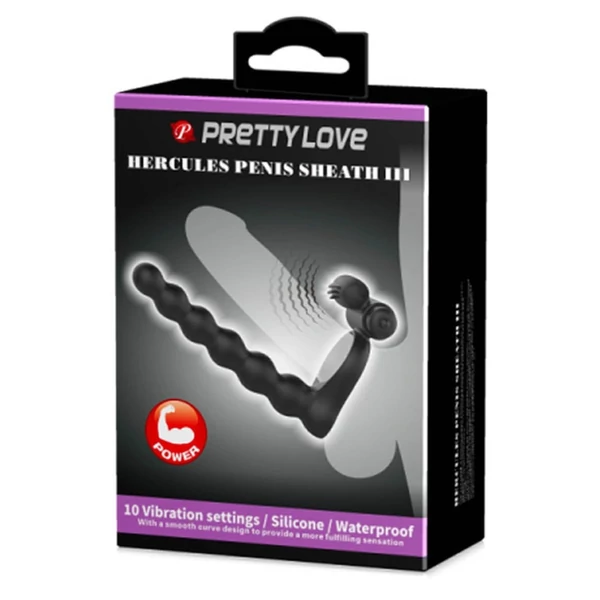 Vibrációs péniszgyűrű vibrációs análdildóval Pretty Love Hercules Penis Sheath III