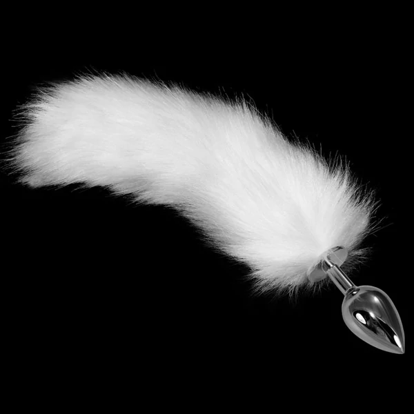 Fenékdugó farokkal Medium Metal anal tail white