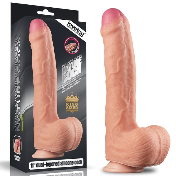 Kétrétegű realisztikus dildó 28 cm Dual Layer Platinum Silicone Cock