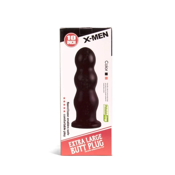 Nagy és vastag anál dildó X-men 25,4 cm butt plug fekete