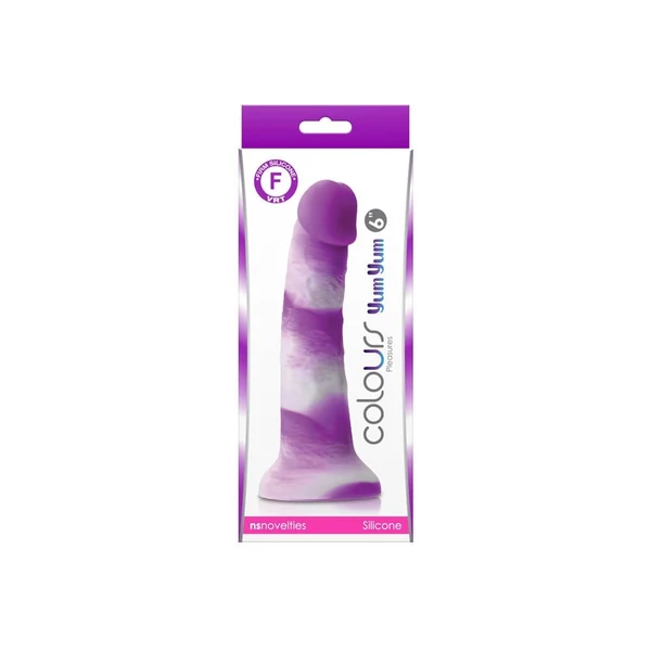 Színes realisztikus szilikon dildó Colours 15 cm - Pleasures - Yum Yum 6" Dildo - Purple