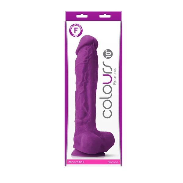 Nagy lila szilikon dildó 25,4 cm - Colours Pleasures 10" Dildo Purple