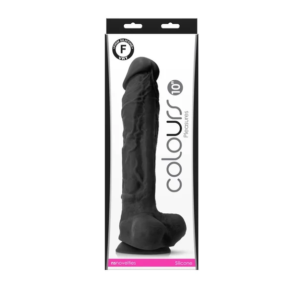Nagy fekete szilikon dildó 25,4 cm - Colours Pleasures 10" Dildo Black