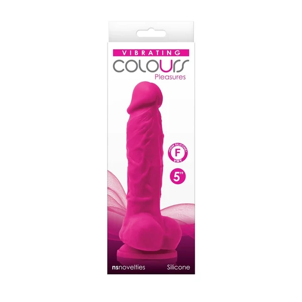 Tapadótalpas vibrátor Colours vibrating 5" dildo - pink