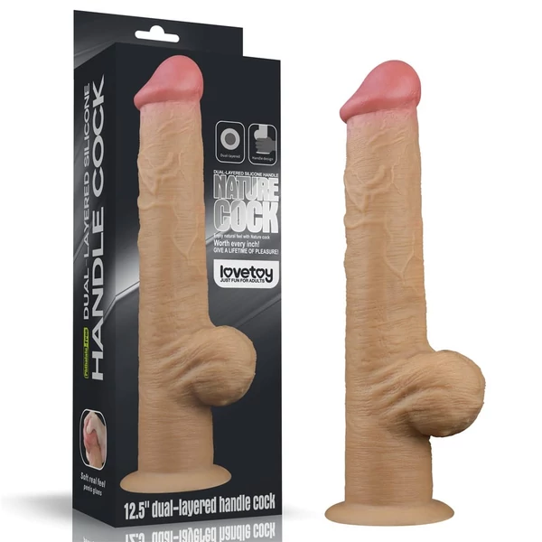 Realisztikus kétrétegű szilikon herés dildó markolattal 21,5 cm - 12.5'' Handle Cock