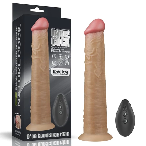 Forgó valósághű vibrátor 10'' dual layered platinum silicone rotator 25 cm