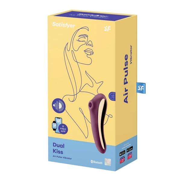 Vibrátoros léghullámos csiklóizgató Dual Kiss wine red 19 cm