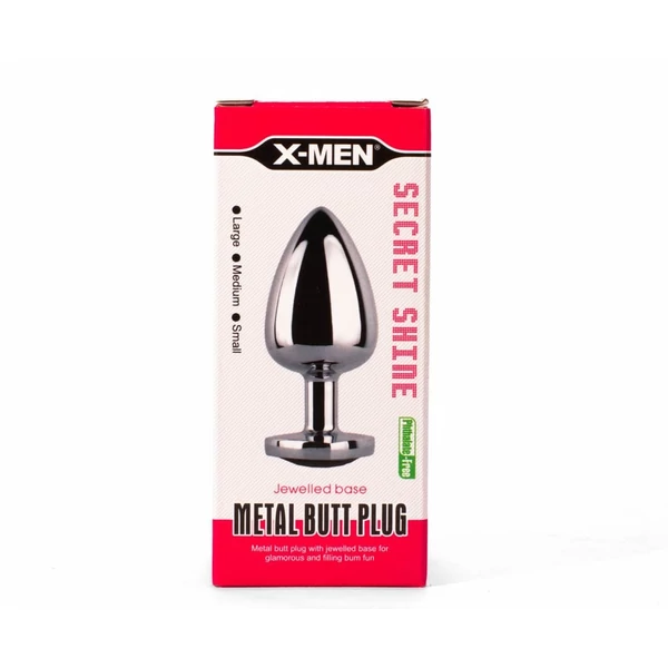 Köves fém análplug kicsi - X-men secret shine metal butt plug red s
