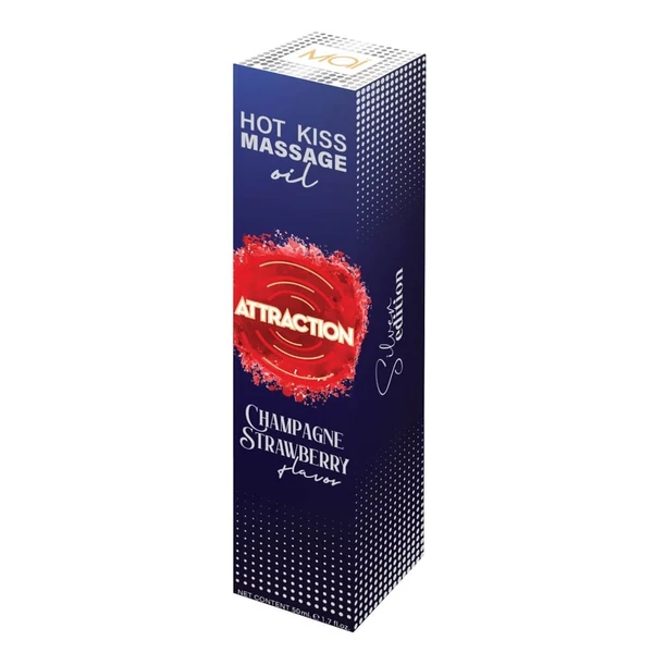 Eper pezsgő ízesített melegítős masszázs olaj - Massage Oil Attraction Champagne Strawberry 50 ml