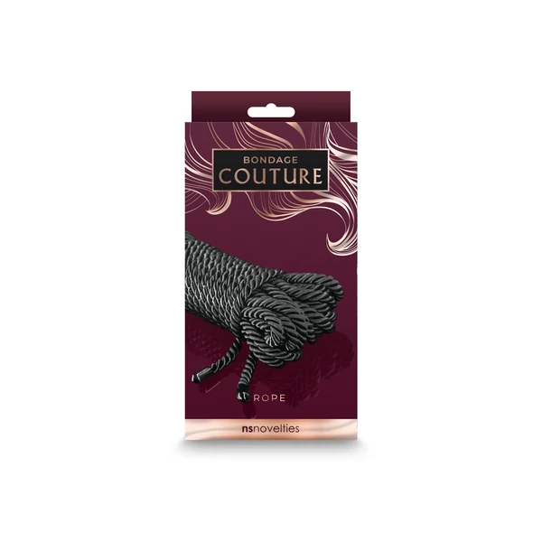 Fekete szatén kötél Bondage Couture - Rope - Black 762 cm