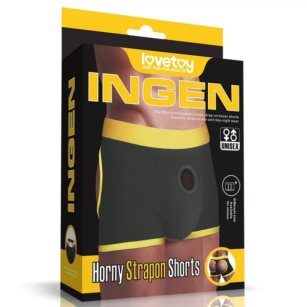 Felcsatolható dildóhoz uniszex rövidnadrág Horny strapon shorts xl/xxl (95 - 106 cm derék)