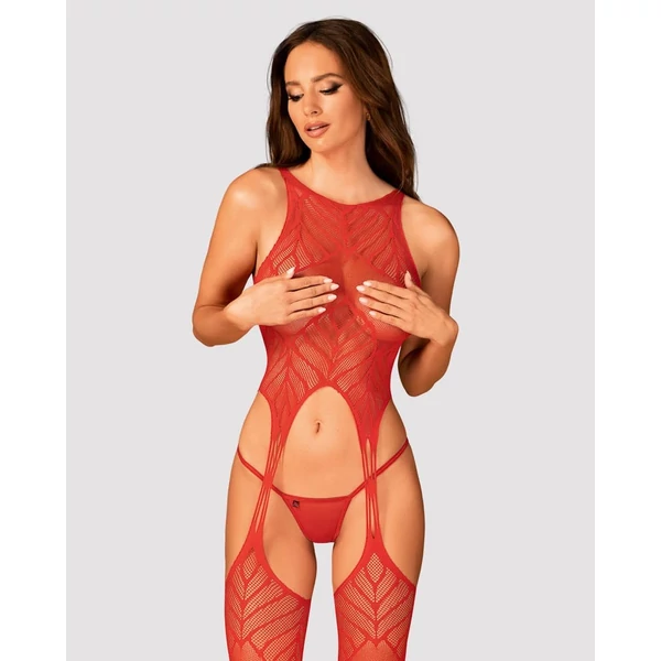 Piros nyitott és áttetsző testharisnya Bodystocking N122 S/M/L