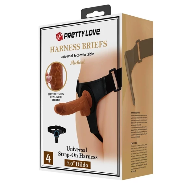 Felcsatolható dildó Pretty Love Michael harness briefs 17 cm