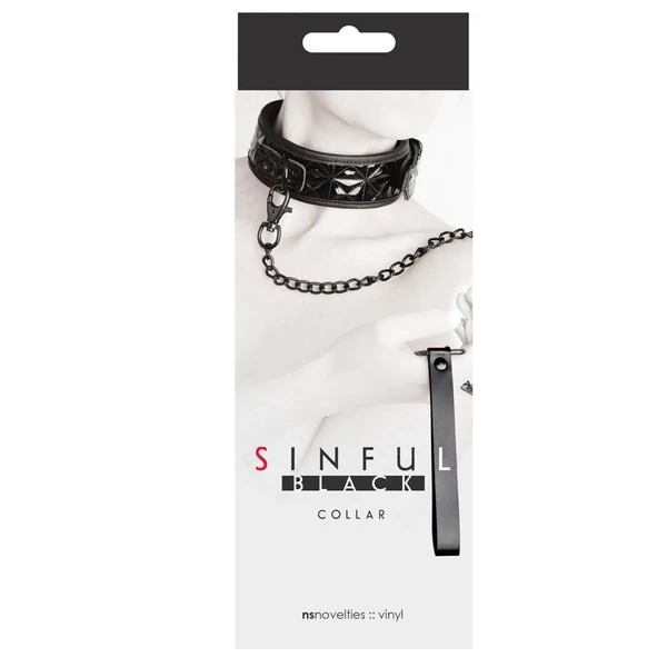 Nyakörv és póráz Sinful - 1'' collar fekete