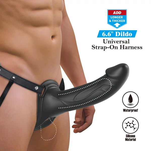 Felcsatolható, üreges, fekete dildó Pretty Love Landon Harness Briefs Black 16,7 cm