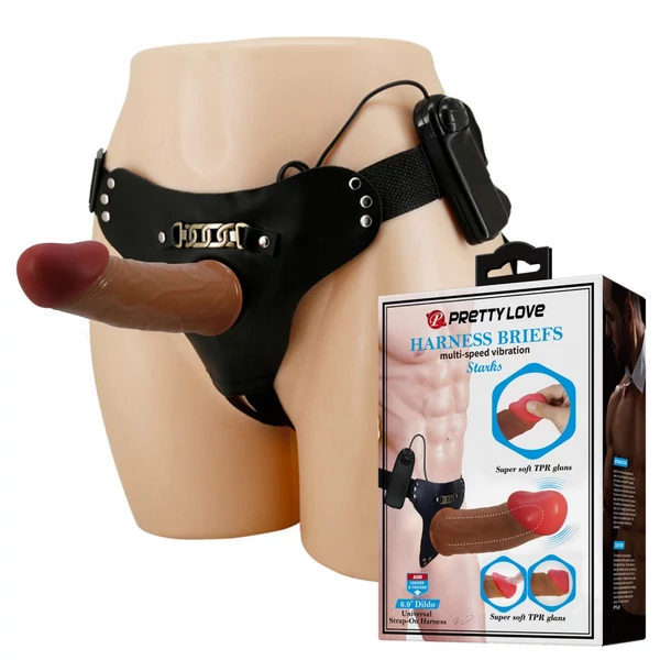 Felköthető üreges vibrátor Pretty Love Stark harness briefs brown
