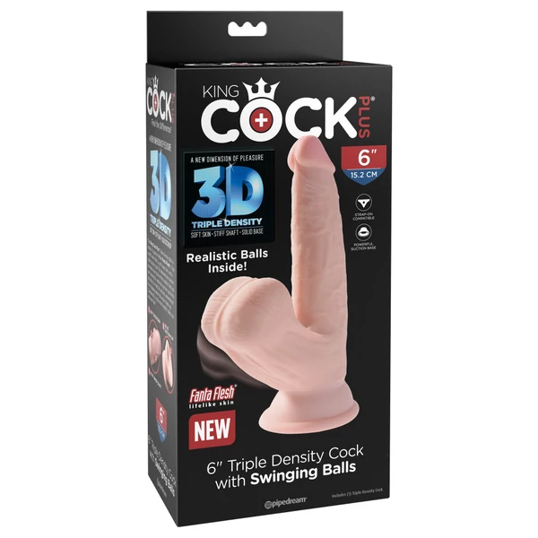 Ultrarealisztikus dildó mozgó herékkel 15,2 cm - 6" triple density cock with swinging balls light