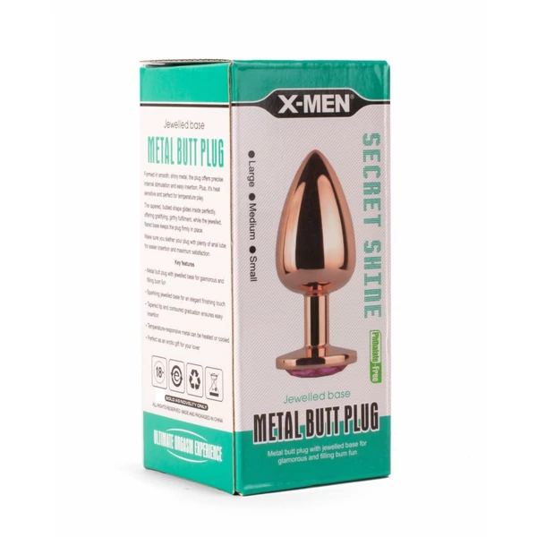 Kis méretű, arany színű anál plug X-MEN Secret Shade Metal Butt Plug Rose S