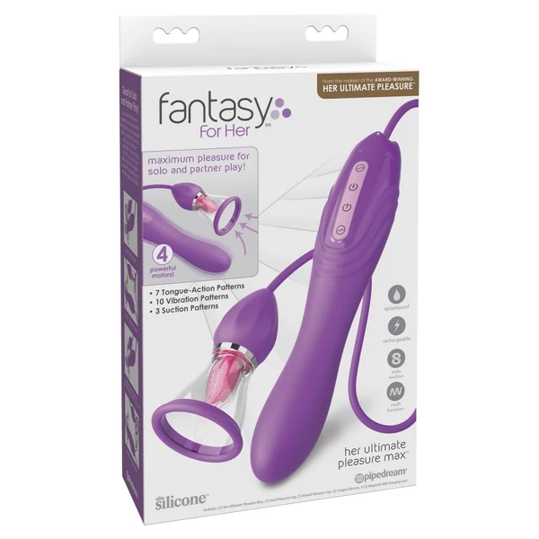 Nyelves, vákuumos csiklóizgató vibrátor 3 az 1-ben - Her ultimate pleasure max purple