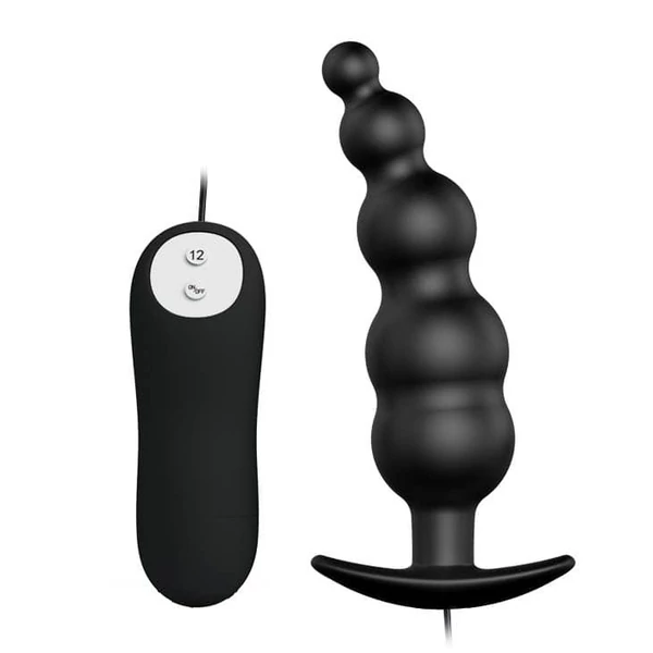 Gömbös szilikon análvibrátor vezetékes távirányítóval Pretty Love Special Vibrating Anal Stimulation