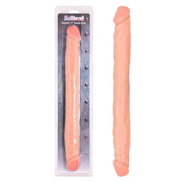 Realisztikus kétvégű dildó Double Solid Jelly Dong Flesh 33 cm