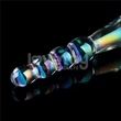 Kétoldalú gömbös üvegdildó Twilight Gleam Glass Dildo- Rising Ripples 19 cm