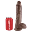 Letapasztható dildó herékkel 10" cock with balls  brown
