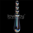 Kétoldalú gömbös üvegdildó Twilight Gleam Glass Dildo- Rising Ripples 19 cm