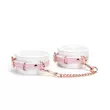 Bilincs White & pink fairy goat leather hand cuffs