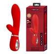 Csiklókaros puha szilikon g-pont vibrátor Pretty Love Thomas Red 20cm