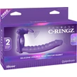Péniszgyűrű dildóval Silicone double penetrator rabbit purple