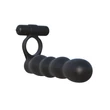 Péniszgyűrű vibrátorral Posable partner double penetrator  black