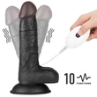 Vibrációs felcsatolható fekete herés dildó 17,7cm - Vibrating easy strapon set 7.0'' black