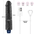 Realisztikus tölthető vízálló vibrátor 24 cm - 9.5" Real Softee Rechargeable Vibrating Dildo (fekete)