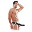 Üreges felcsatolható vibrációs fekete dildó távirányítóval 20 cm - 8" vibrating hollow strap-on black