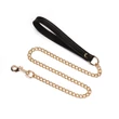 Fekete műbőr nyakörv pórázzal arany lánccal Black organosilicon collar with leash