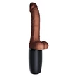 Barna herés lökő vibrátor 19 cm - 7.5" thrusting cock with balls brown