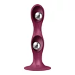 Satisfyer Double ball-r tapadótalpas súlyozott dildó piros