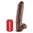 Letapasztható dildó herékkel 11" cock with balls  brown