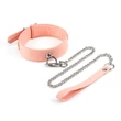 Rózsaszín műbőr nyakörv pórázzal ezüst lánccal Pink organosilicon collar with leash