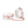 Boka bilincs  karabineres lánccal White & pink fairy goat leather ankle cuffs