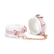 Boka bilincs  karabineres lánccal White & pink fairy goat leather ankle cuffs