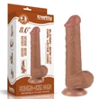 Letapasztható 8'' sliding skin dual layer dildó barna iii