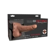 Felköthető, tölthető vibrátor 6" hollow rechargeable strap-on with balls tan